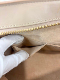 Medium Trapeze Top Handle Bag in Beige / Black Leather and Suede