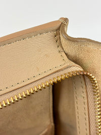 Medium Trapeze Top Handle Bag in Beige / Black Leather and Suede