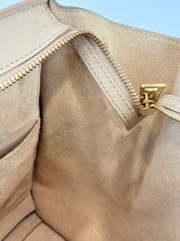 Medium Trapeze Top Handle Bag in Beige / Black Leather and Suede