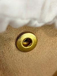 Medium Trapeze Top Handle Bag in Beige / Black Leather and Suede