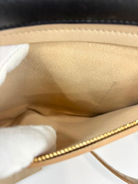 Medium Trapeze Top Handle Bag in Beige / Black Leather and Suede