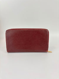 Large Zipped Multifunction Wallet in Burgundy Smooth Calfskin