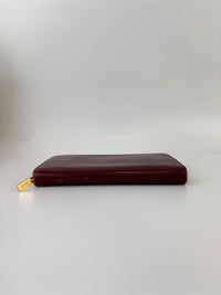 Large Zipped Multifunction Wallet in Burgundy Smooth Calfskin