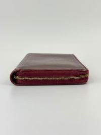 Large Zipped Multifunction Wallet in Burgundy Smooth Calfskin