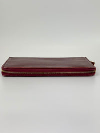 Large Zipped Multifunction Wallet in Burgundy Smooth Calfskin