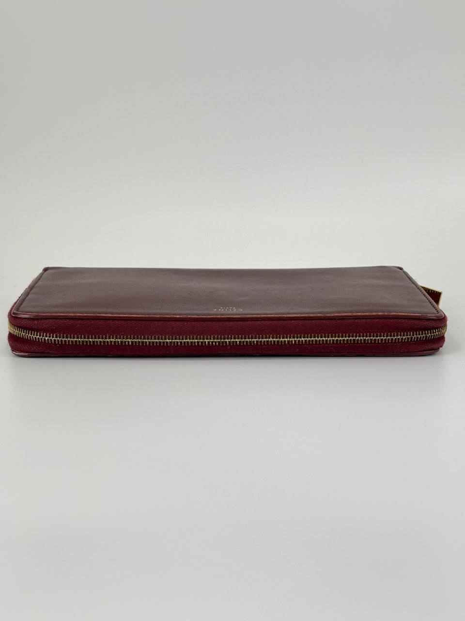 Large Zipped Multifunction Wallet in Burgundy Smooth Calfskin