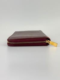 Large Zipped Multifunction Wallet in Burgundy Smooth Calfskin