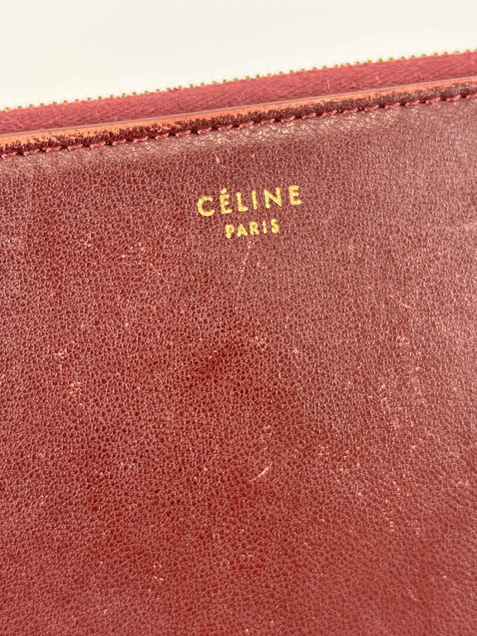 Large Zipped Multifunction Wallet in Burgundy Smooth Calfskin