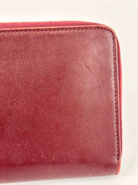 Large Zipped Multifunction Wallet in Burgundy Smooth Calfskin