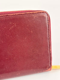 Large Zipped Multifunction Wallet in Burgundy Smooth Calfskin