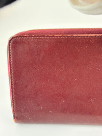 Large Zipped Multifunction Wallet in Burgundy Smooth Calfskin