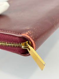 Large Zipped Multifunction Wallet in Burgundy Smooth Calfskin