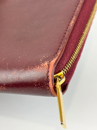 Large Zipped Multifunction Wallet in Burgundy Smooth Calfskin