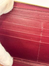Large Zipped Multifunction Wallet in Burgundy Smooth Calfskin
