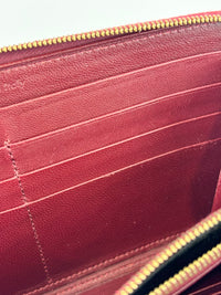 Large Zipped Multifunction Wallet in Burgundy Smooth Calfskin