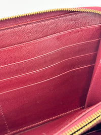 Large Zipped Multifunction Wallet in Burgundy Smooth Calfskin