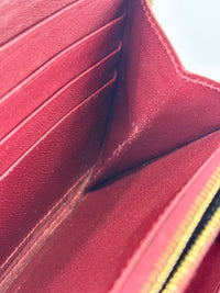Large Zipped Multifunction Wallet in Burgundy Smooth Calfskin