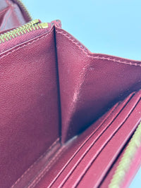 Large Zipped Multifunction Wallet in Burgundy Smooth Calfskin