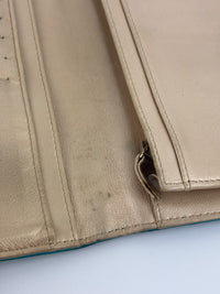 Blue Camellia Embossed Lambskin Leather Wallet