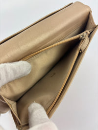 Blue Camellia Embossed Lambskin Leather Wallet