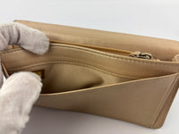 Blue Camellia Embossed Lambskin Leather Wallet