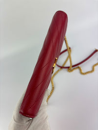 Cassandre Envelope Chain Wallet Red Matelassé Leather GHW