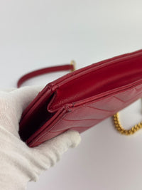 Cassandre Envelope Chain Wallet Red Matelassé Leather GHW