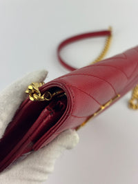 Cassandre Envelope Chain Wallet Red Matelassé Leather GHW