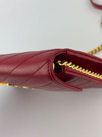 Cassandre Envelope Chain Wallet Red Matelassé Leather GHW