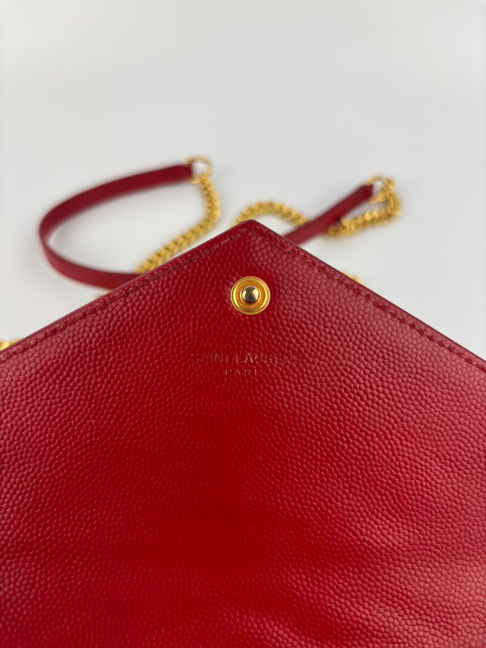 Cassandre Envelope Chain Wallet Red Matelassé Leather GHW