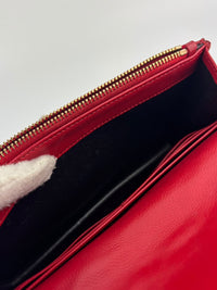 Cassandre Envelope Chain Wallet Red Matelassé Leather GHW