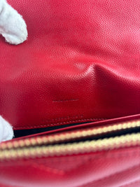 Cassandre Envelope Chain Wallet Red Matelassé Leather GHW