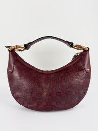 Half Moon Bamboo Ring Hobo Bag in Maroon