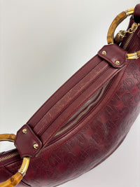 Half Moon Bamboo Ring Hobo Bag in Maroon