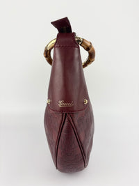 Half Moon Bamboo Ring Hobo Bag in Maroon