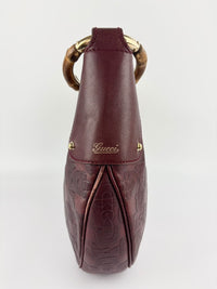 Half Moon Bamboo Ring Hobo Bag in Maroon
