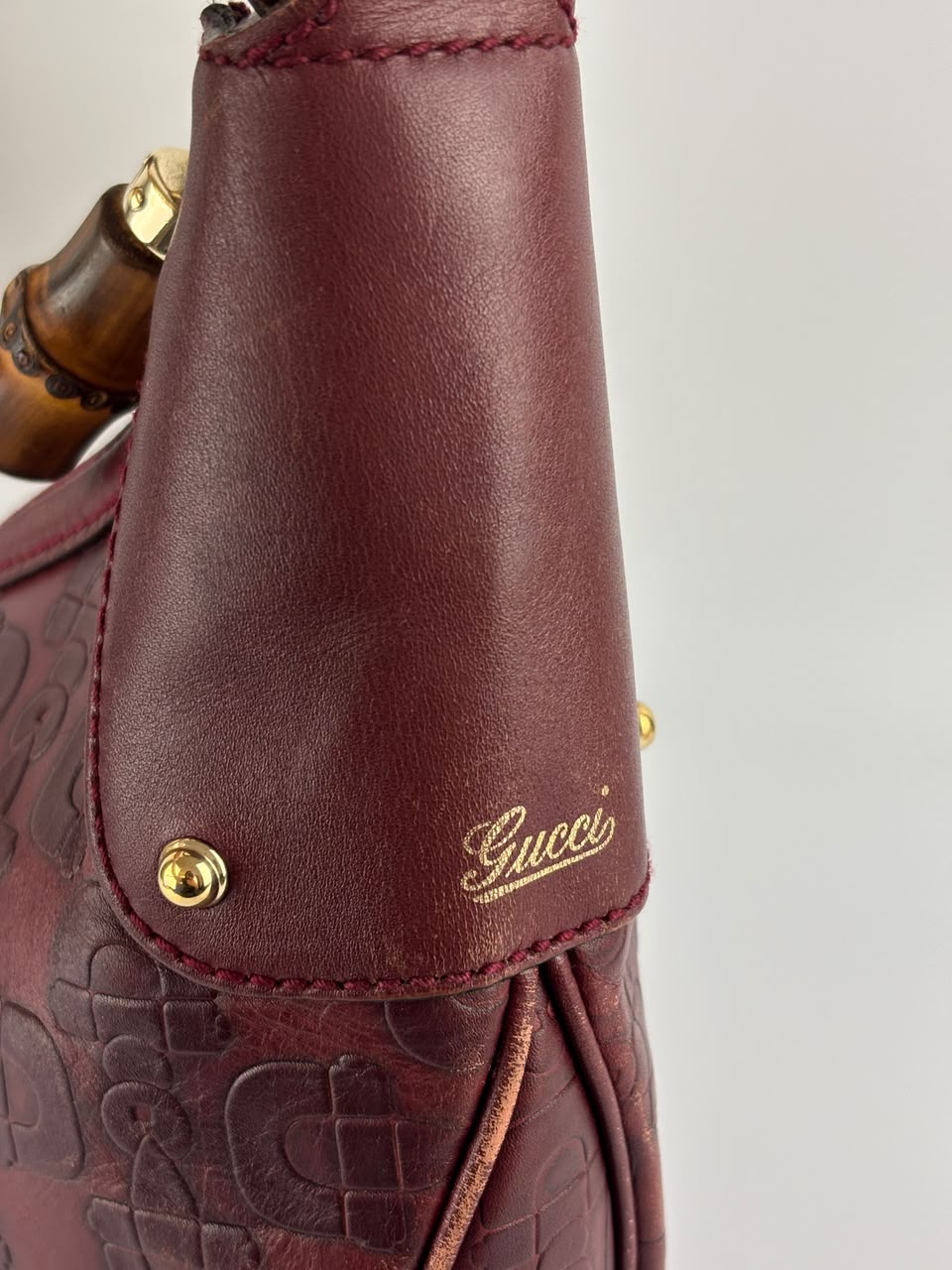 Half Moon Bamboo Ring Hobo Bag in Maroon