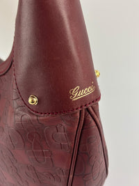 Half Moon Bamboo Ring Hobo Bag in Maroon