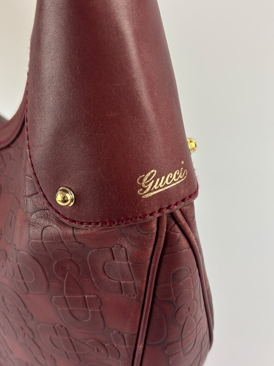 Half Moon Bamboo Ring Hobo Bag in Maroon