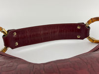 Half Moon Bamboo Ring Hobo Bag in Maroon