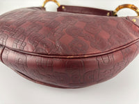 Half Moon Bamboo Ring Hobo Bag in Maroon