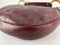 Half Moon Bamboo Ring Hobo Bag in Maroon