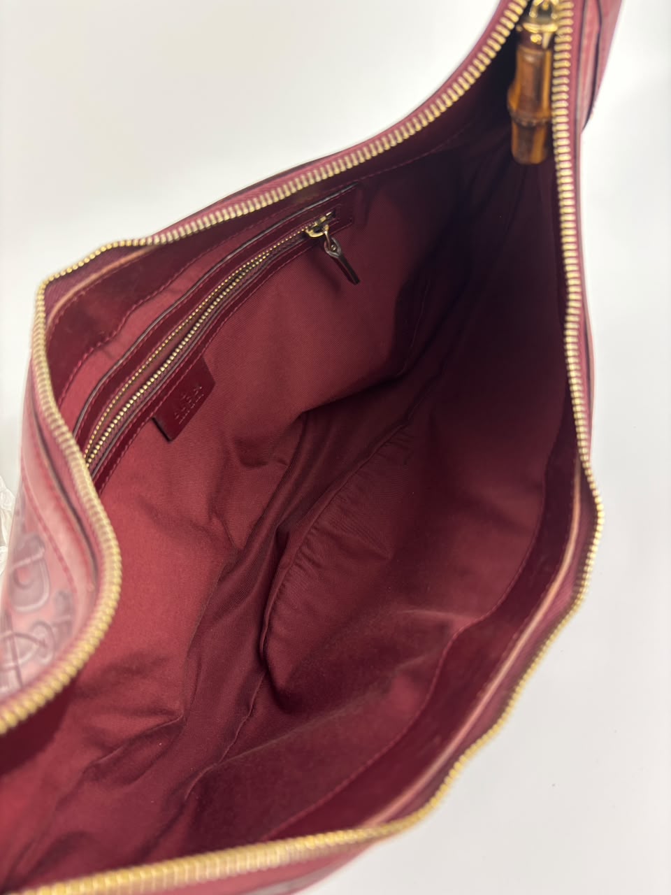 Half Moon Bamboo Ring Hobo Bag in Maroon