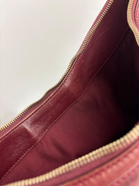 Half Moon Bamboo Ring Hobo Bag in Maroon