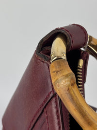 Half Moon Bamboo Ring Hobo Bag in Maroon