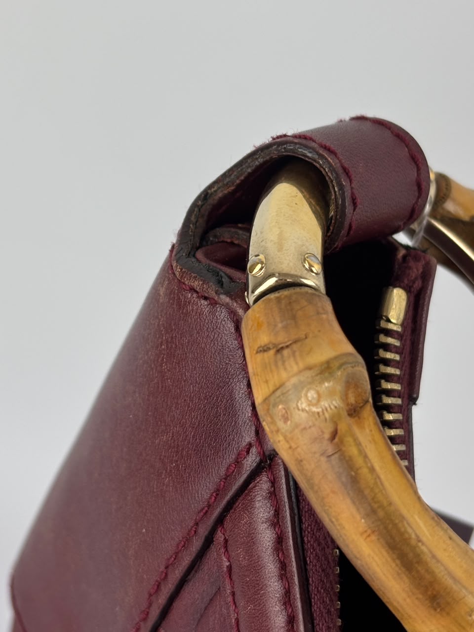 Half Moon Bamboo Ring Hobo Bag in Maroon