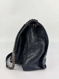 Niki Medium Shoulder Bag Dark Navy Crinkled Leather