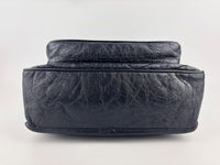 Niki Medium Shoulder Bag Dark Navy Crinkled Leather