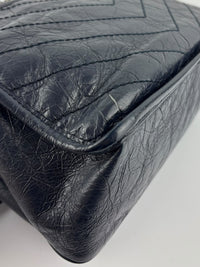 Niki Medium Shoulder Bag Dark Navy Crinkled Leather