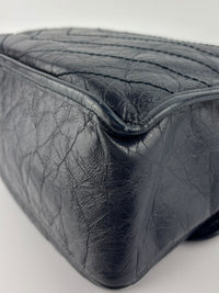Niki Medium Shoulder Bag Dark Navy Crinkled Leather